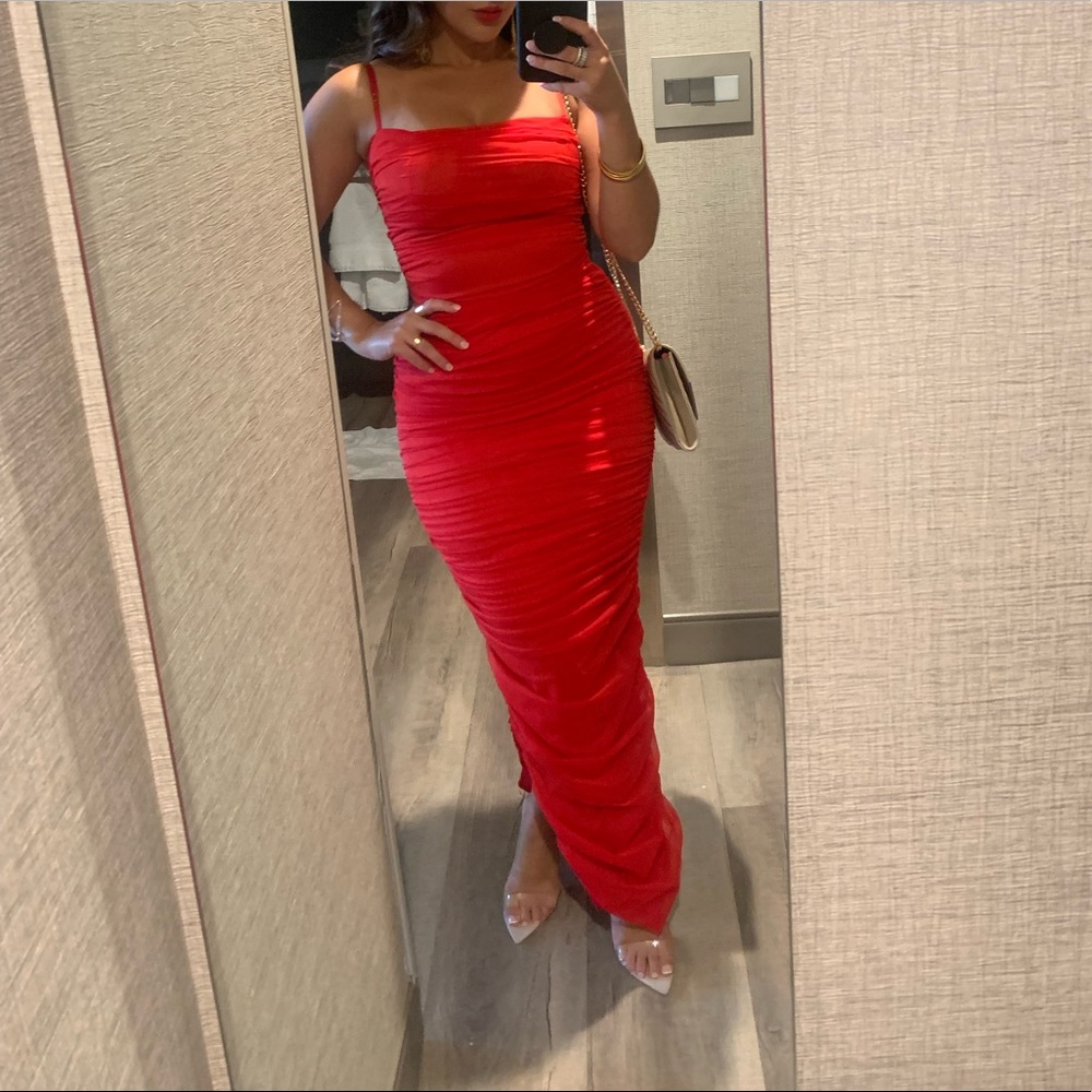 Res ruched midi/maxi dress